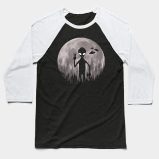 Alien And Ufos Moon Baseball T-Shirt